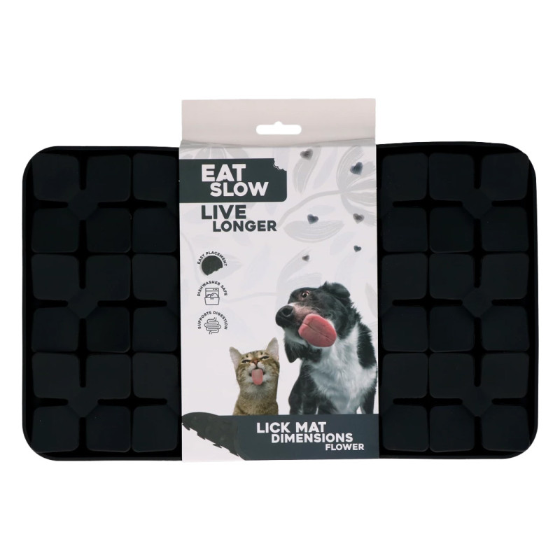 Eat Slow Live Longer lízací zpomalovací podložka Flower šedá
