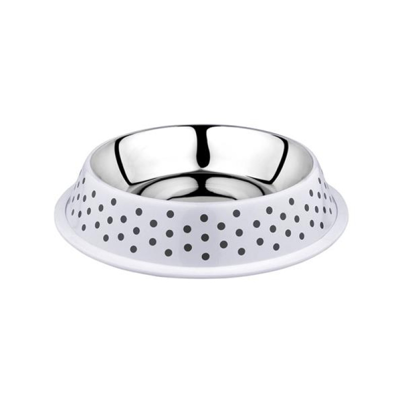 Miska nerez Deco fix puntíky 1l bílá Duvo+