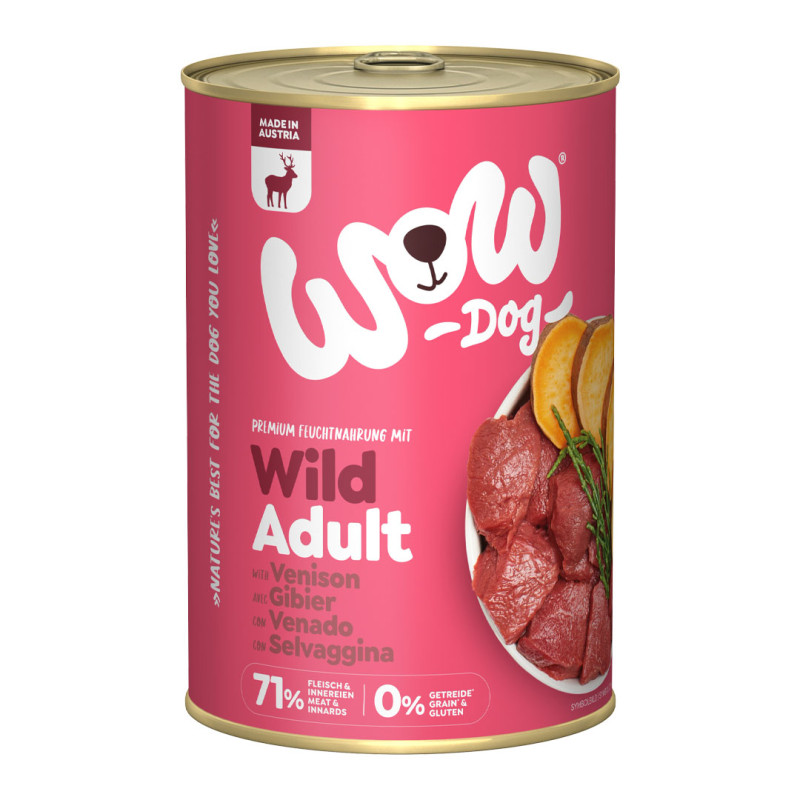 WOW Dog konzerva Zvěřina s batáty Adult 400g