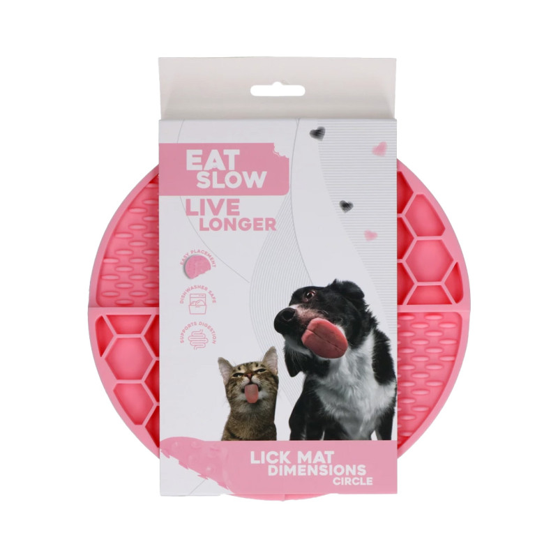 Eat Slow Live Longer lízací zpomalovací podložka Circle růžová
