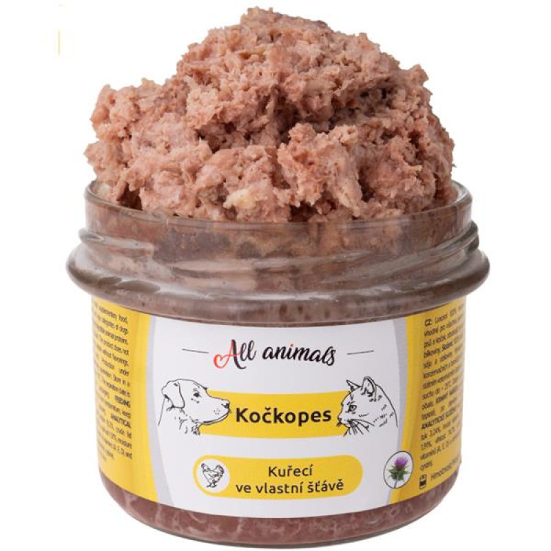 ALL ANIMALS Kočkopes sklo Kuře ve vl. šťávě 200g