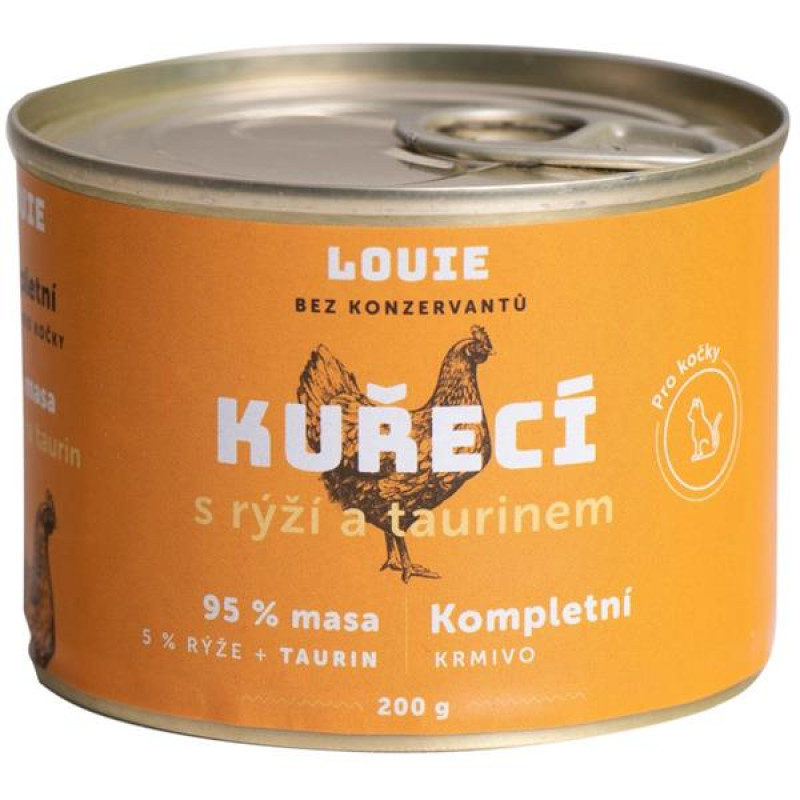 Louie konz. pro kočky kuřecí s rýží a taurin 200g