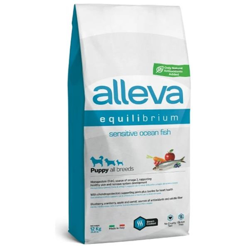 ALLEVA EQUILIBRIUM Dog Puppy Sensitive Ocean Fish All Breeds 12kg