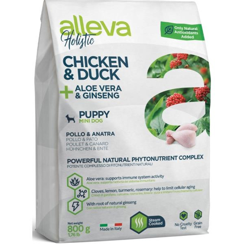 ALLEVA HOLISTIC Dog Dry Puppy/Junior Chicken Mini 800g