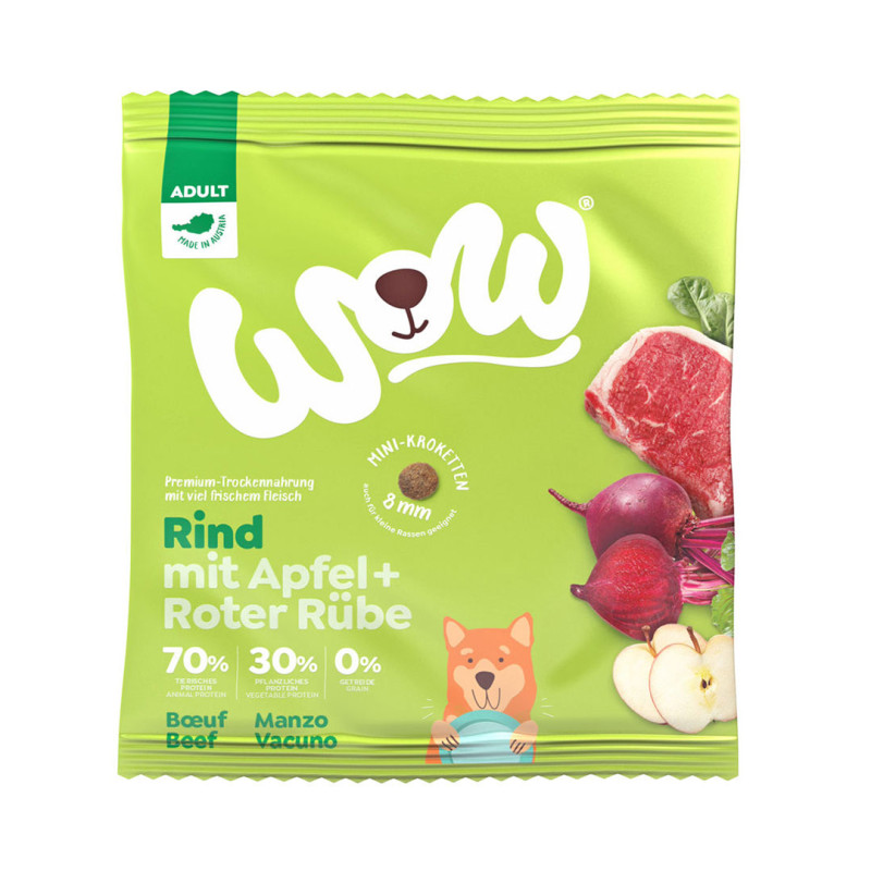 WOW Dog vzorek granulí Hovězí Adult 80g