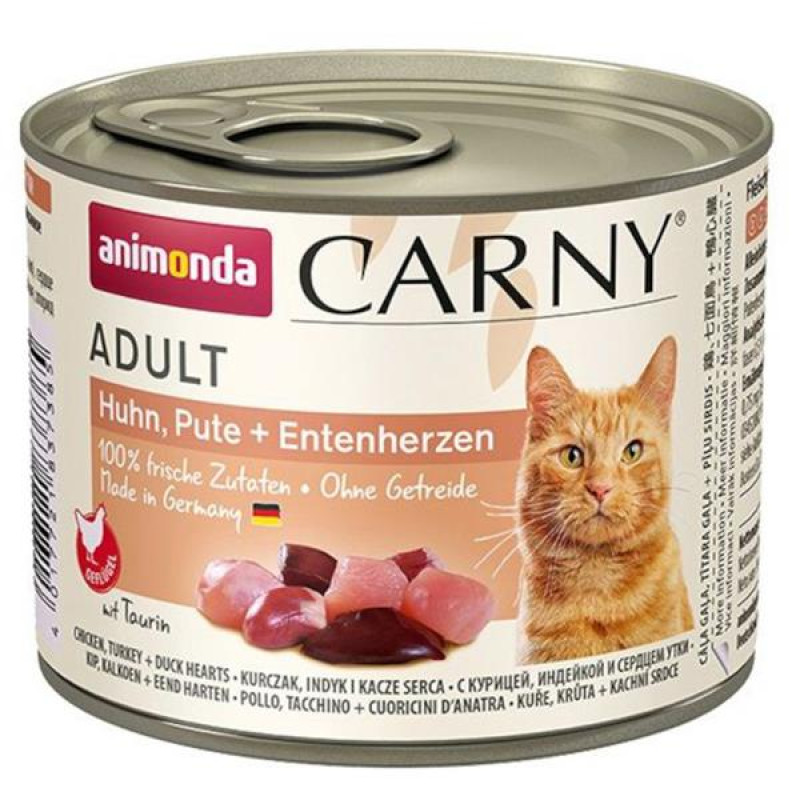 Animonda Carny cat  konz. - kuře, krůta + kachní srdce 200 g