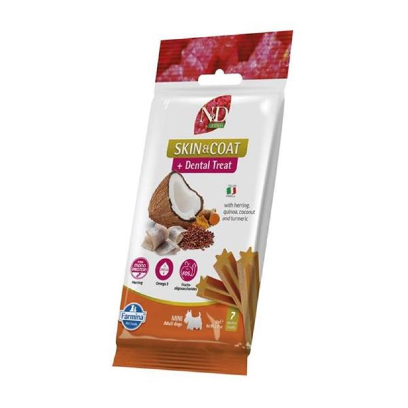 N&D QUINOA Dog Dental Snack Skin & Coat Herring Adult Mini 60 g