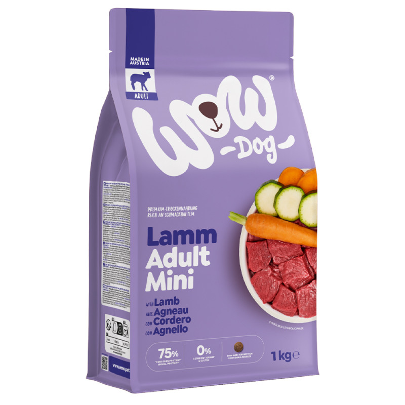 WOW Dog granule Jehněčí Adult 1kg Minis