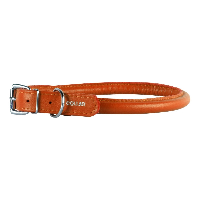 Collar Obojek kožený Glamour Round - oranžový (45-53cm/13mm)