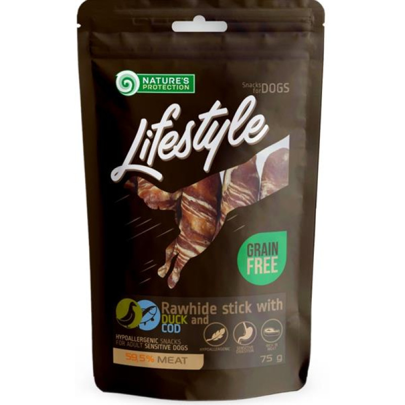 Nature's Protection Dog snack Lifestyle kachní, tresčí tyčinky 75 g