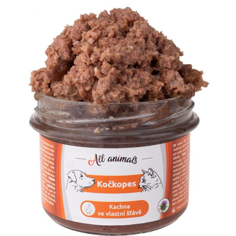 ALL ANIMALS Kočkopes sklo Kachna ve vl. šťávě 200g