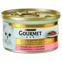 Gourmet Gold cat konz.-kousky losos a kuře 85 g