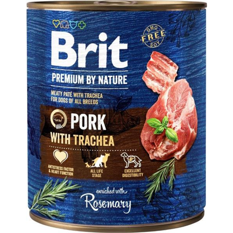 Brit Premium by Nature Dog konz. - Pork with Trachea 800 g