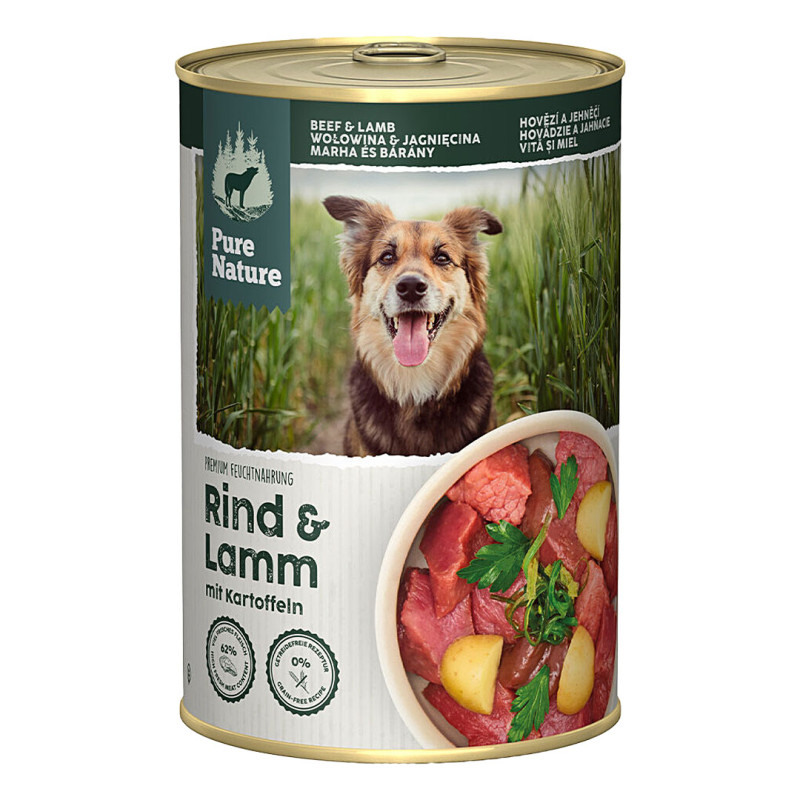 Pure Nature Dog Adult konzerva Hovězí a Jehněčí  400g