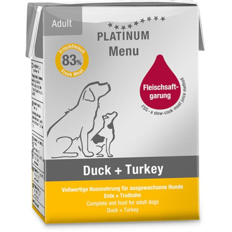 Platinum Dog Menu Duck + Turkey 375 g