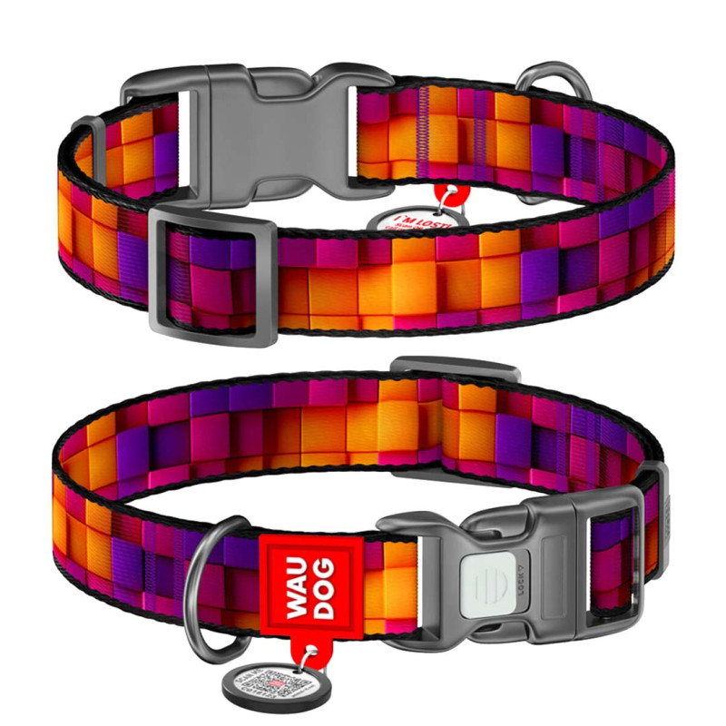 WAUDOG obojek nylon 3D kostky QR  (M/28-40cm/2cm)