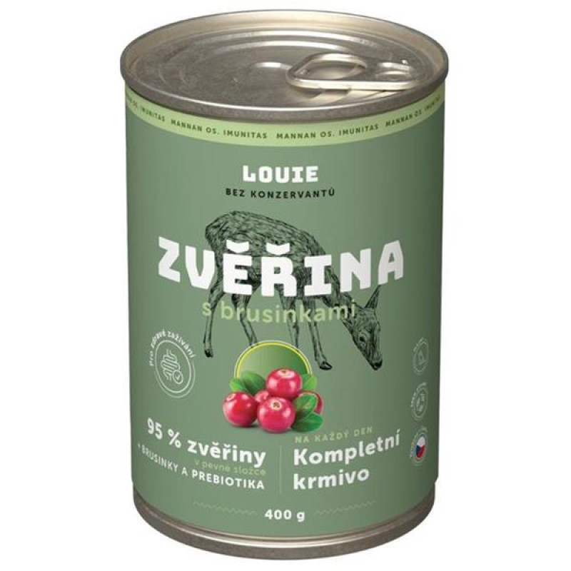Louie konz.pro psy zvěřina s brusinkami 400g