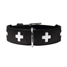 Obojek kůže Swiss, černo/bílý Hunter 2,6 x 24-28,5 cm