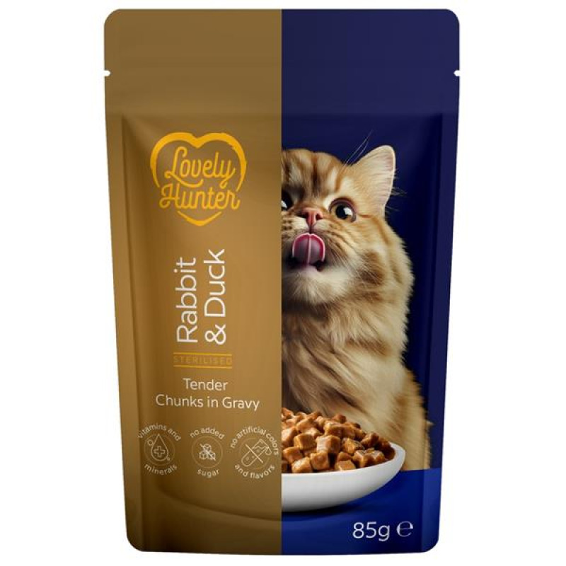 Lovely Hunter Cat kaps. Sterilised Rabbit/Duck 85 g