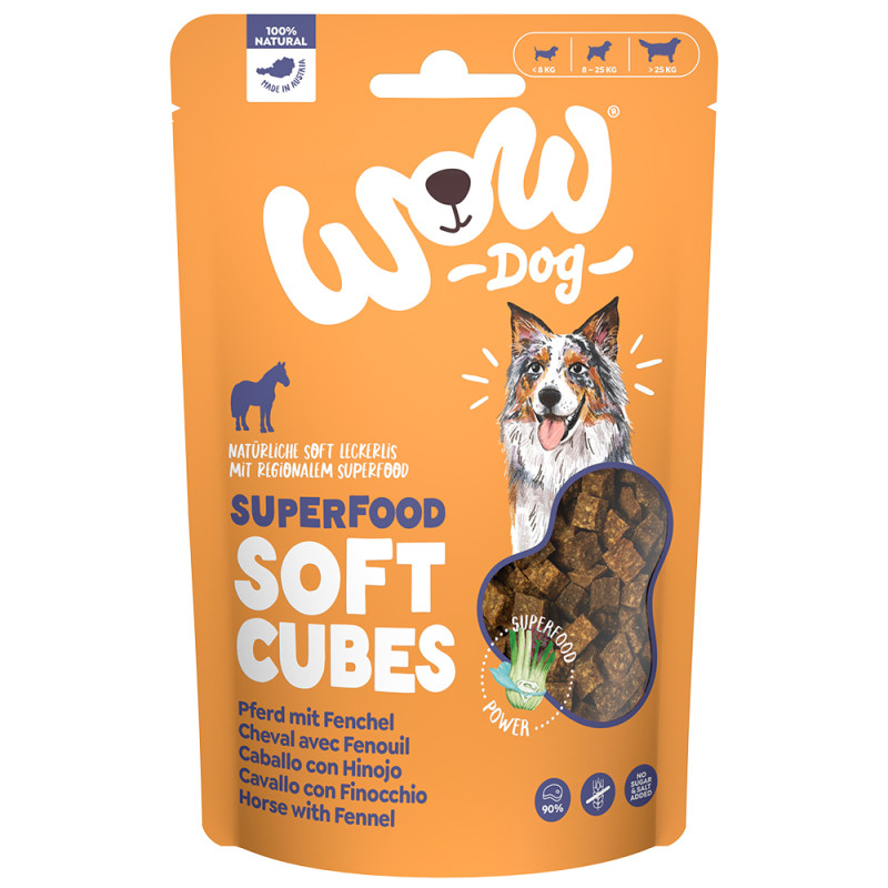 WOW Dog pamlsky Superfood měkké kostky Koňské s fenyklem 150g