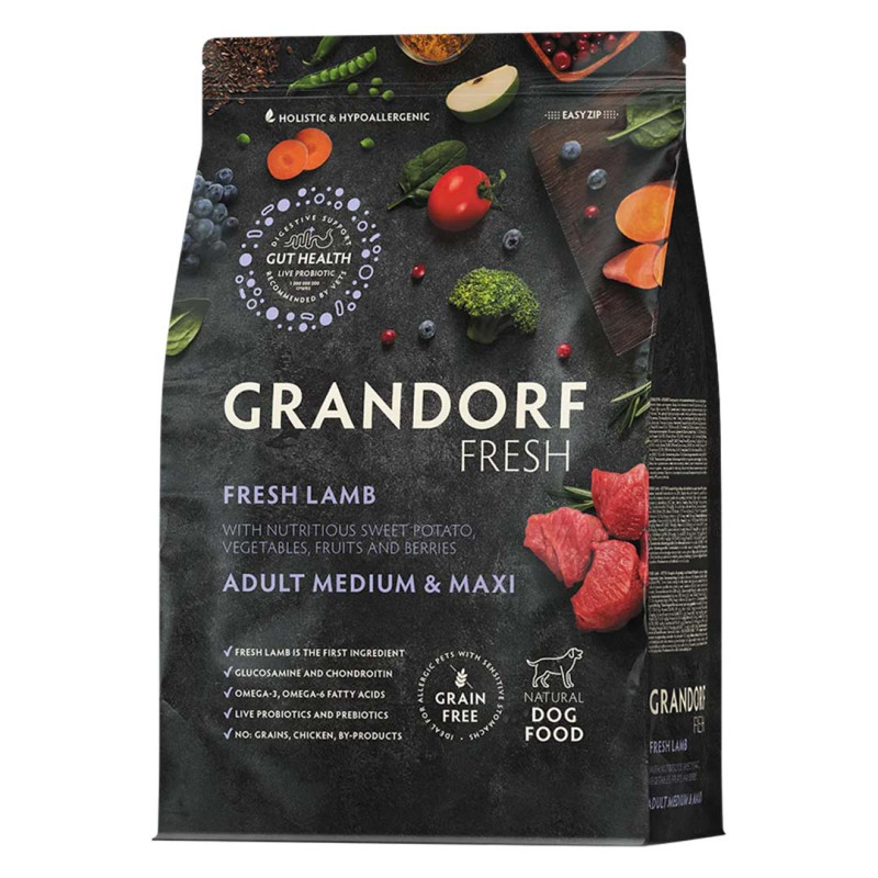 Grandorf FRESH granule pro psy Adult Medium & Maxi - Jehně 10kg