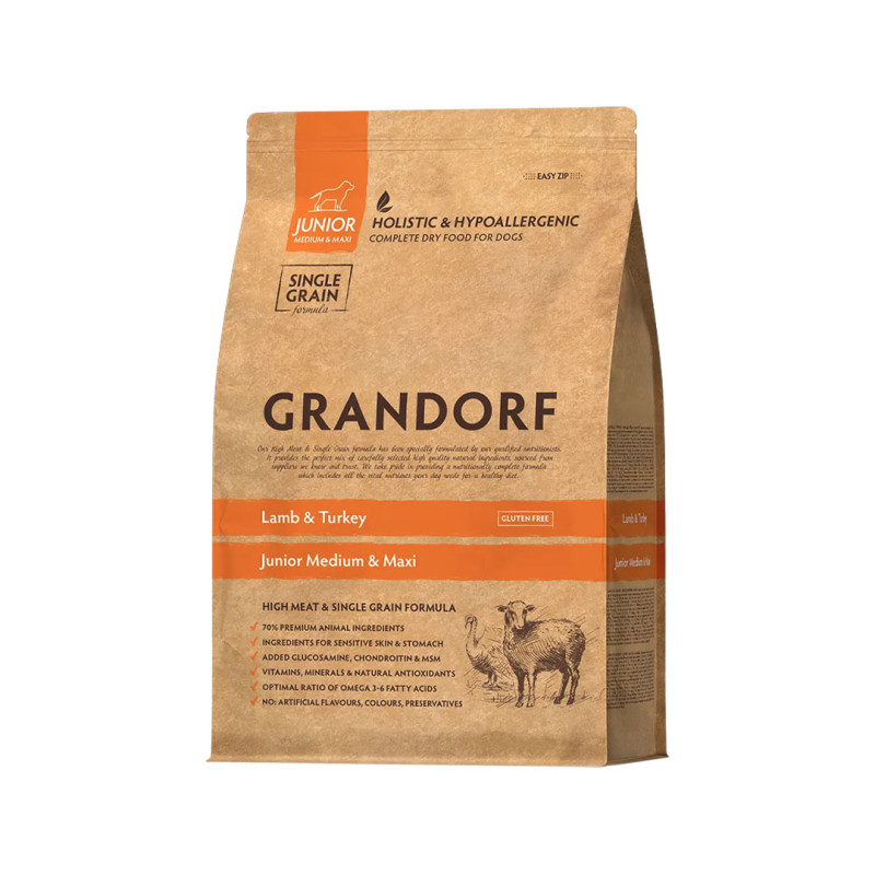 Grandorf granule pro psy Junior Medium & Maxi - Jehně a krocan 3kg