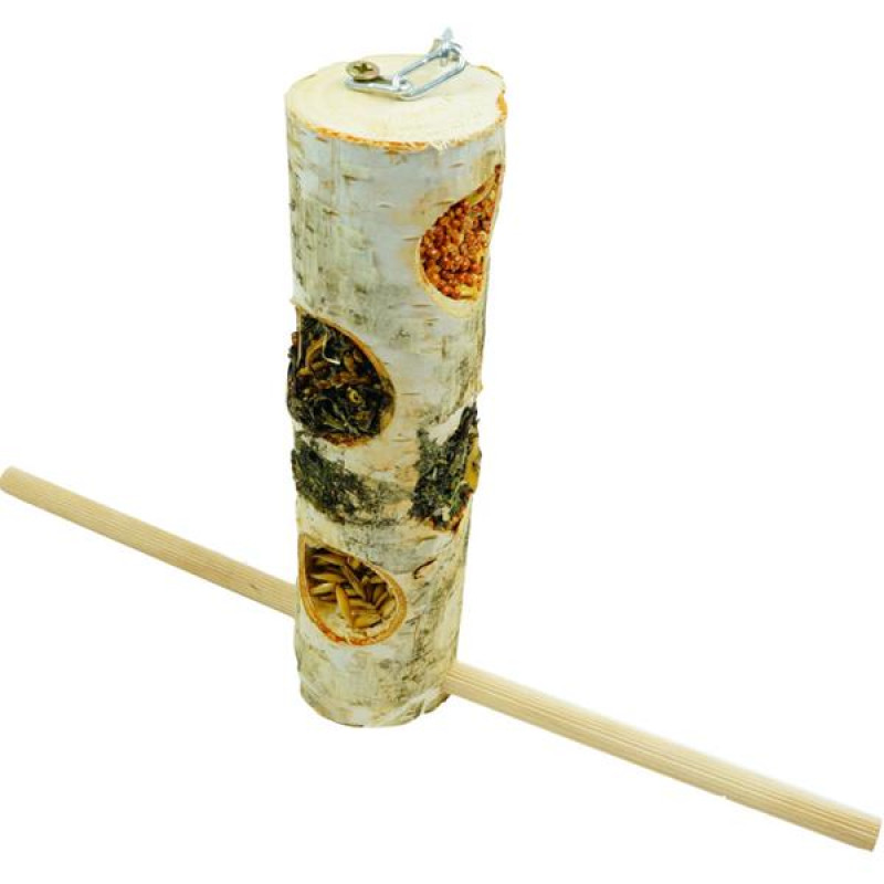 Paradise Parrot březové krmítko 8 děr s pamlsky