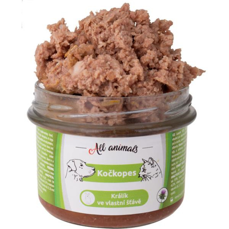 ALL ANIMALS Kočkopes sklo Králík ve vl. šťávě 200g