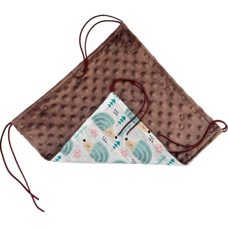 Pelech dr.savec závěsný M, ježci na bílé, hnědá minky 30x30cm