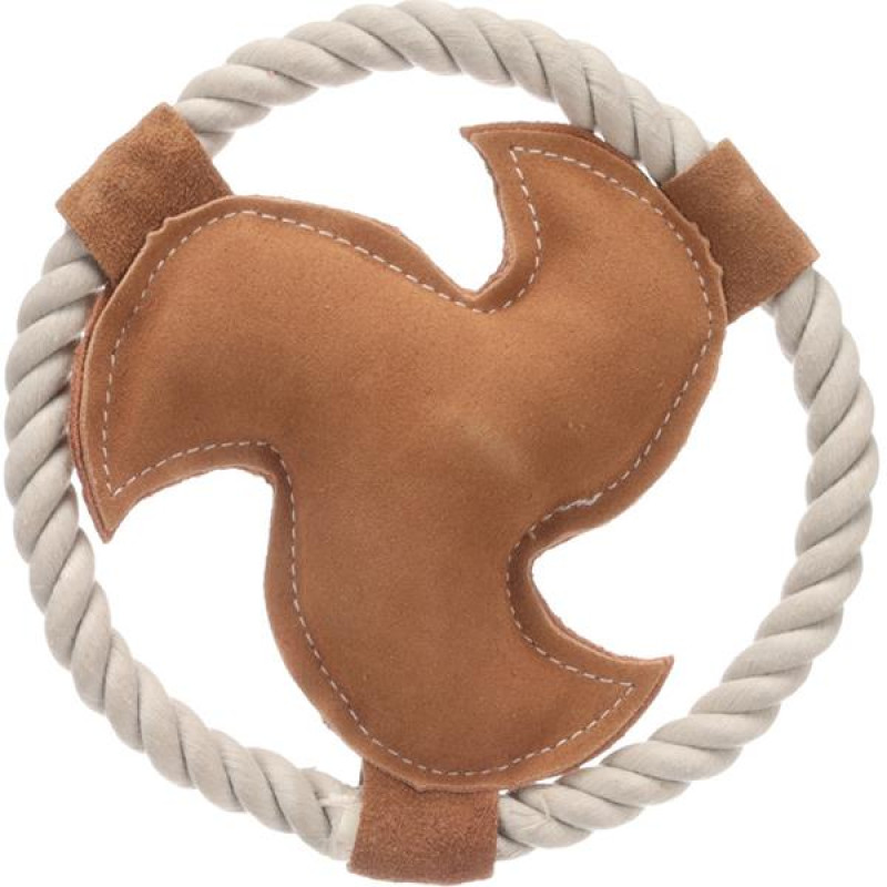 Hračka kůže+provaz swa frisbee 17cm Flamingo