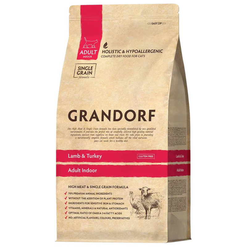 Grandorf Cat granule Adult Indoor - Jehně a krocan 8kg