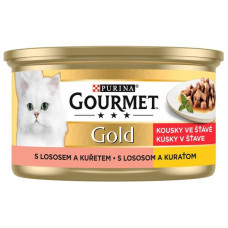 Gourmet Gold cat konz.-kousky losos a kuře 85 g