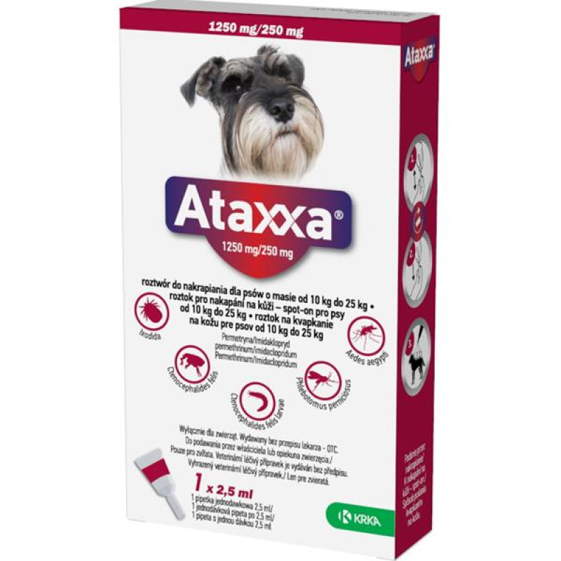 Ataxxa pro psy L 1x1250mg/250mg červená sol 1 x 2.5 ml(10-25kg)