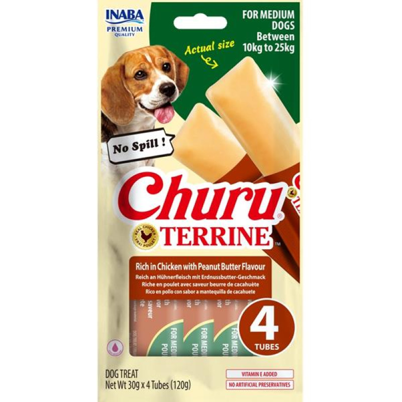 Inaba Churu Terrine Medium Dog kuře a arašíd.máslo 4x30g