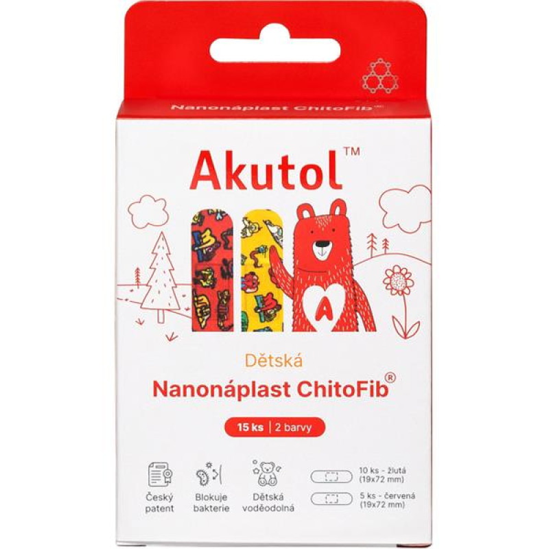 Akutol Nanonáplast ChitoFib, Dětské balení - 15 ks