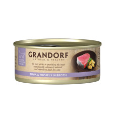 Grandorf konzerva pro kočky Tuňákový filet s mušlemi 70g