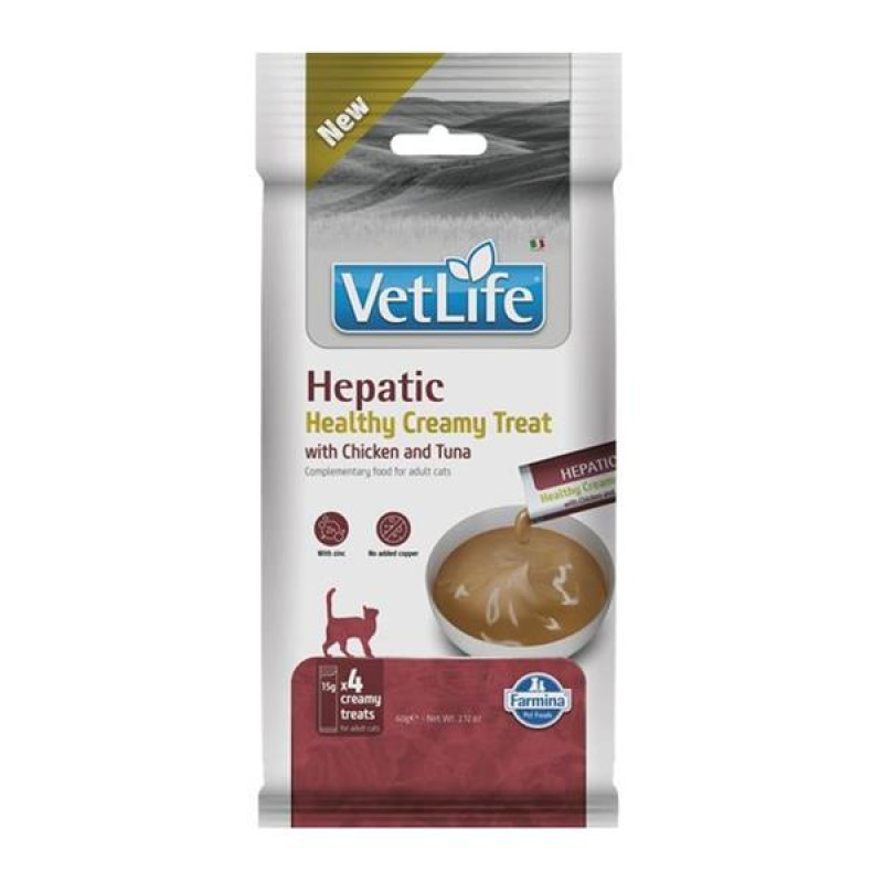 Vet Life Feline Creamy Treat pamlsek Hepatic Chicken & Tuna Adult 60 g