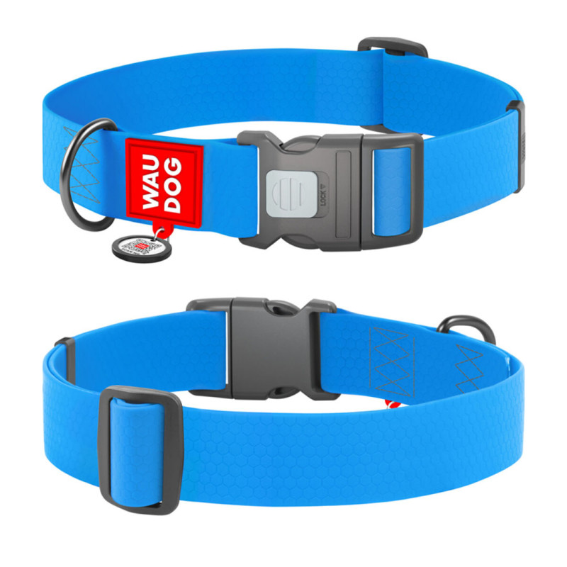 WAUDOG obojek voděodolný Collartex Plastic modrý QR (46-70cm/4cm)