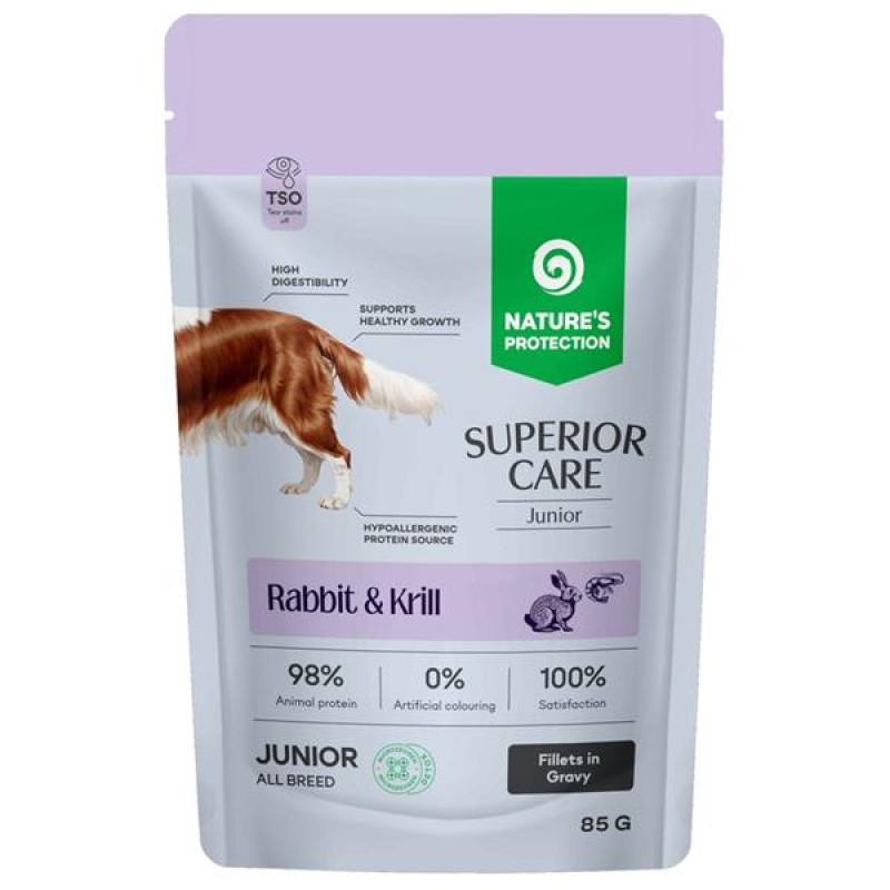 Nature's Protection Superior Care Dog kaps. Junior Rabbit/Krill 85 g