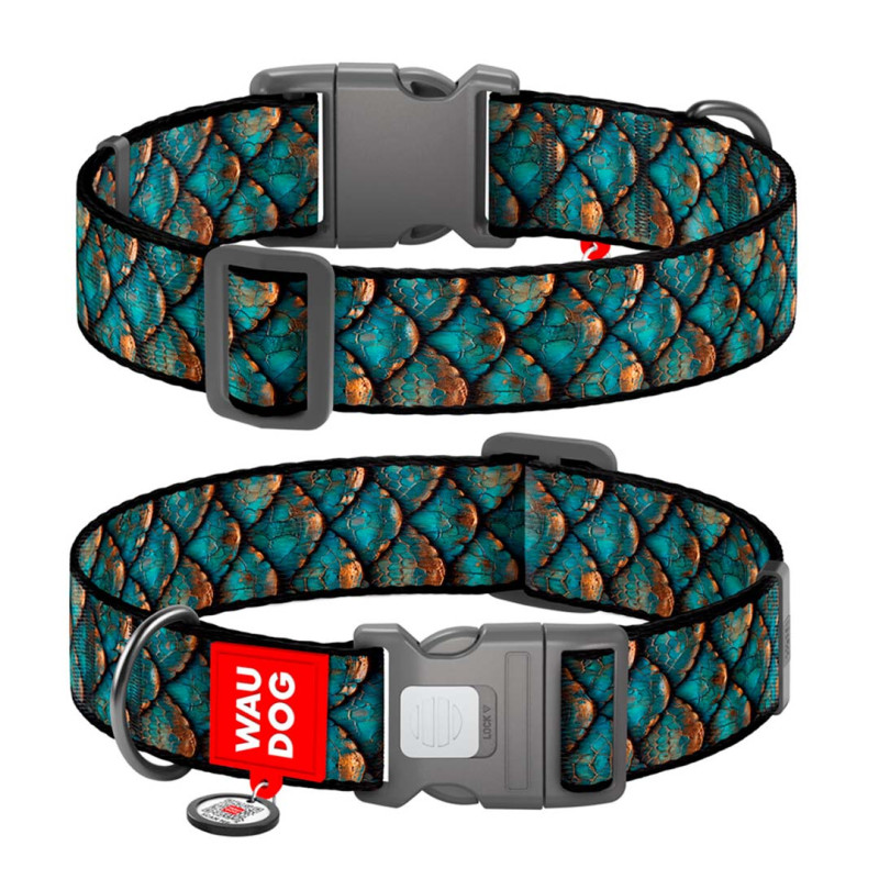 WAUDOG obojek nylon Mystické šupiny QR (37-58cm/2,5cm/XL)