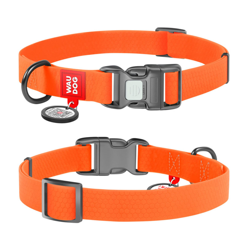 WAUDOG obojek voděodolný Collartex Plastic oranžový QR (34-49cm/2,5cm)