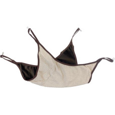 Pelech dr.savec závěsný loďka béžovobílé proužky,čokoládový velvet 30x30cm