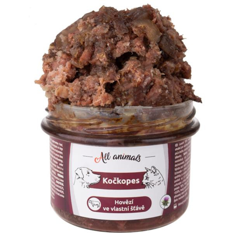 ALL ANIMALS Kočkopes sklo Hovězí ve vl. šťávě 200g
