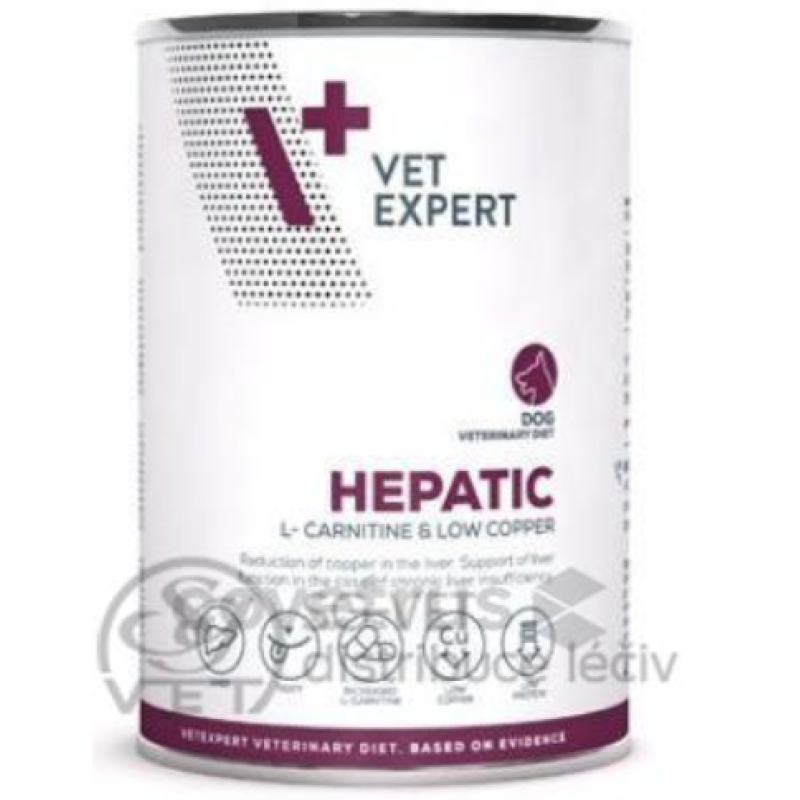 VetExpert VD 4T Hepatic Dog konzerva 400g