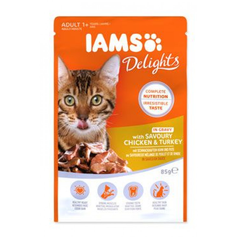 Iams Cat Kuře a krůta v omáčce kapsa 85g