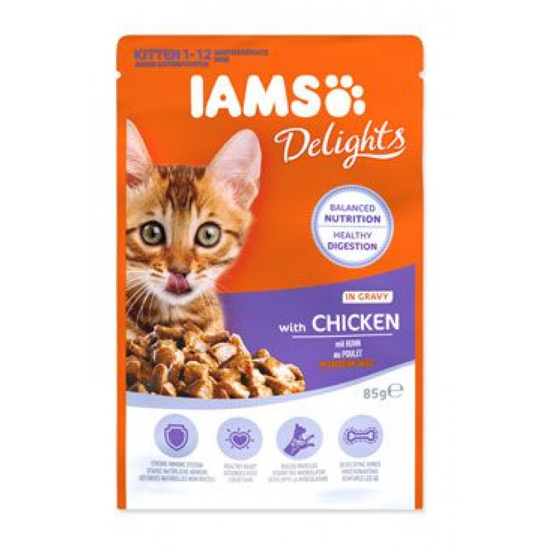 Iams Cat Kotě Kuře v omáčce kapsa 85g