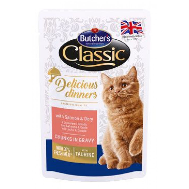 Butcher's Cat Delic. Dinner losos+dorada kapsa100g