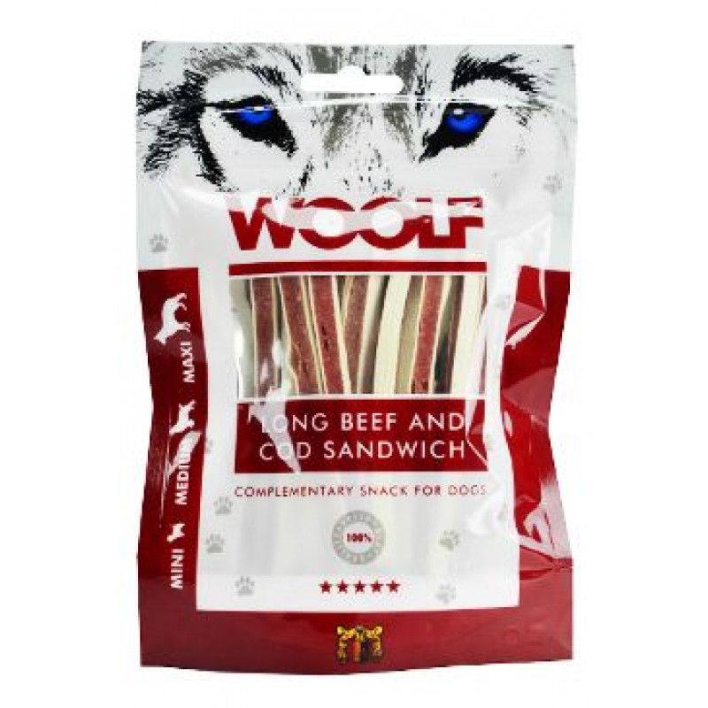 WOOLF pochoutka soft beef and cod sandwich long 100g