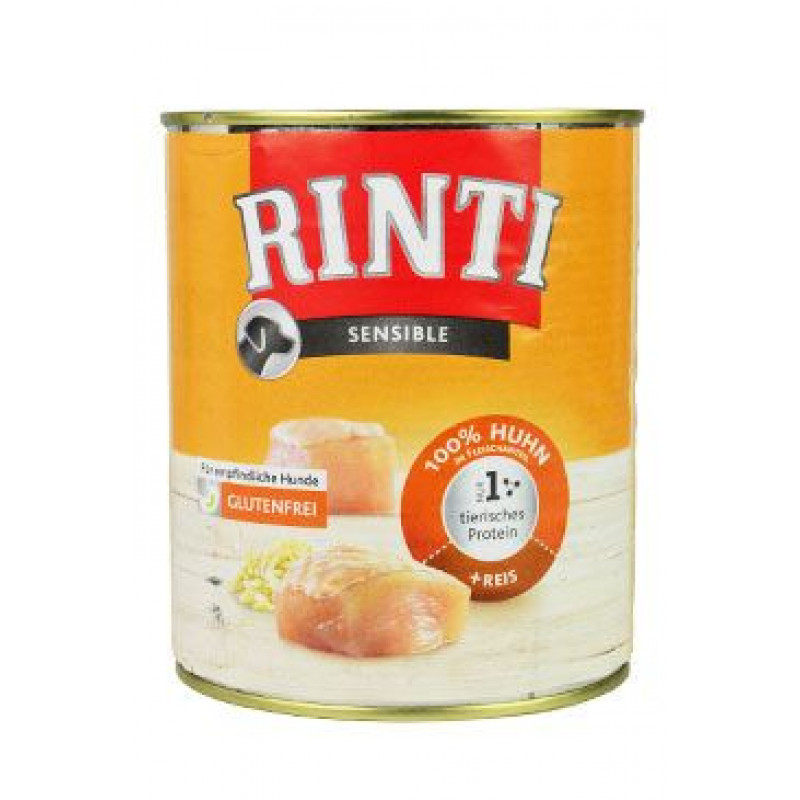 Rinti Dog Sensible konzerva kuře+rýže 800g