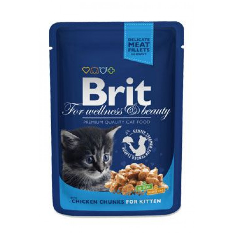 Brit Premium Cat kapsa Chicken Chunks for Kitten 100g